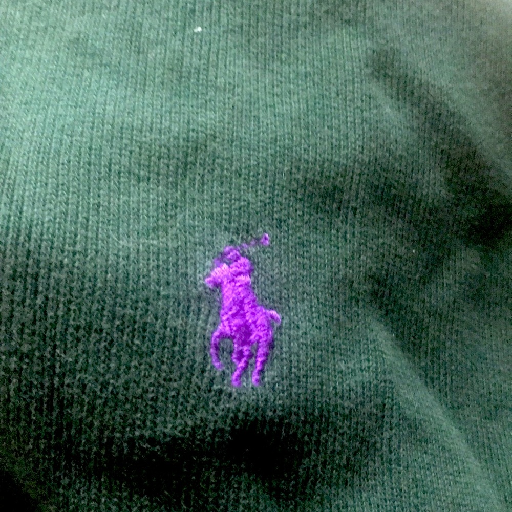 Polo Ralph Lauren Quarter 1/4 Zip Green & Purple Pony